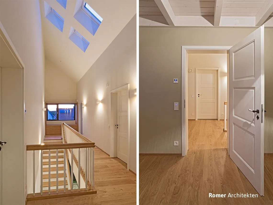 Hausflur in Rindelbach mit eleganten Trockenbau-Decken und viel natürlichem Licht