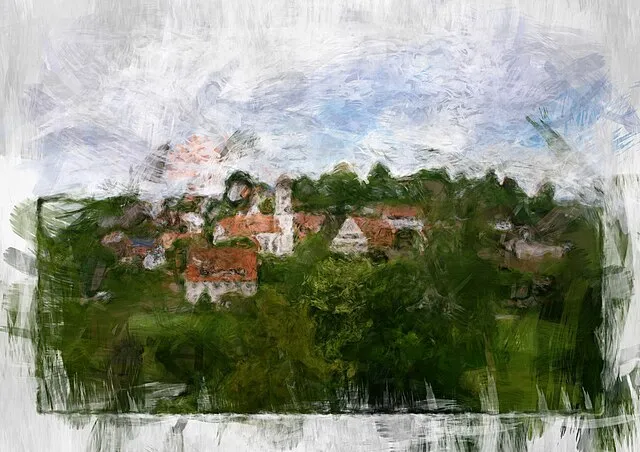 Malerische Ansicht von Jagstzell, eingebettet in die grüne Landschaft – Einblick in die traditionelle Dorfidylle im Ostalbkreis.