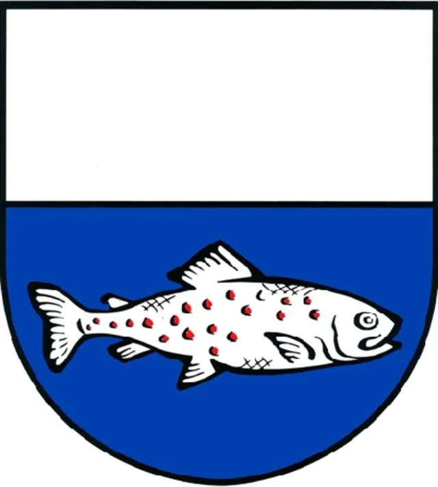 Wappen von Wört – Das offizielle Wappen von Wört im Ostalbkreis, mit einem detaillierten Fischsymbol, das das kulturelle Erbe und die Identität des Ortes widerspiegelt.